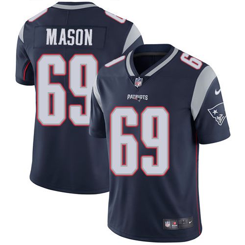 Men New England Patriots 69 Shaq Mason Nike Navy Vapor Limited NFL Jersey
